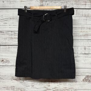 Ralph Lauren Vintage Black Pinstripe Skirt with Belt Size 10